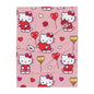 Hello Kitty Valentine Plush Fleece Blanket — Cute Pink Heart Pattern, Cozy Gift for her