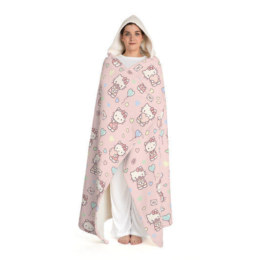 Hello Kitty Pink Hooded Sherpa Blanket — Cozy Fleece Throw with Hood