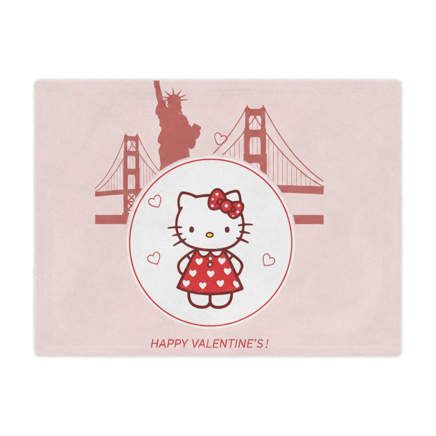 Hello Kitty Valentine’s Minky Blanket — San Francisco Skyline Cute Plush Throw