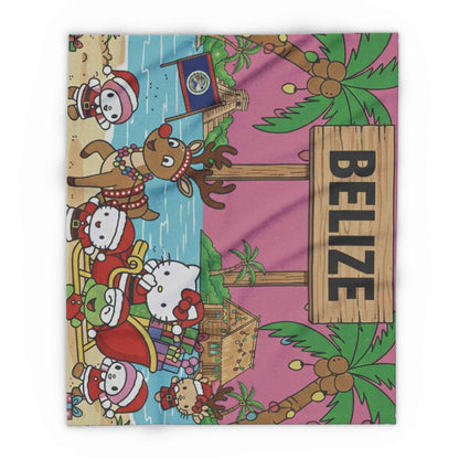 Belize Holiday Arctic Fleece Blanket — "Christmas Hello Kitty Tropical"