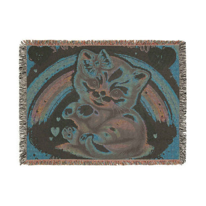 Woven Blanket - Cute Hello Kitty Pink Bow at Rainbow Day - Hello Kittyy Blanket Store