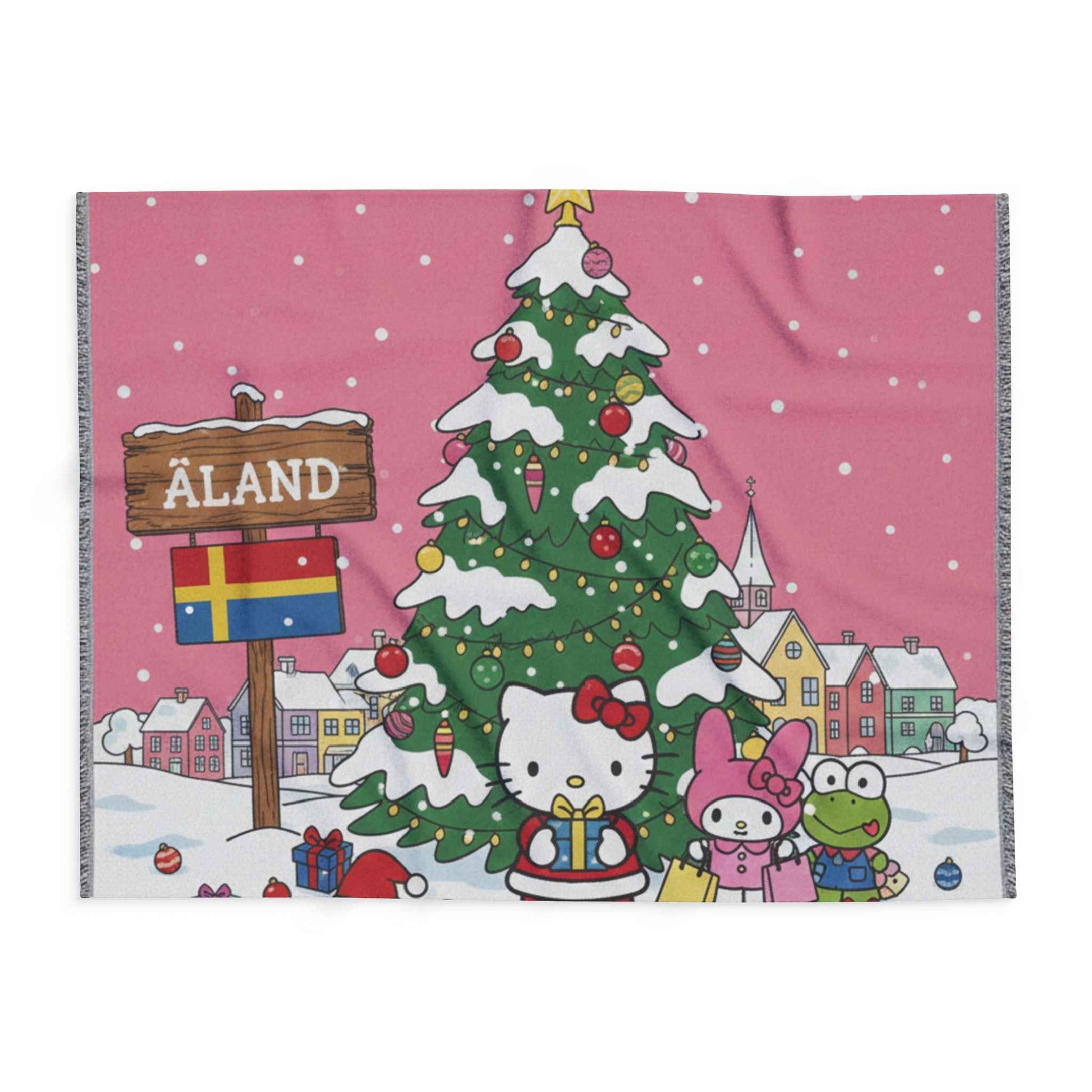 Hello Kitty Åland Christmas Fleece Blanket — Cute Holiday Tree Throw