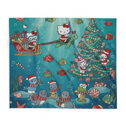 Arctic Fleece Blanket — Underwater Christmas Tree & Santa Sleigh Holiday Throw
