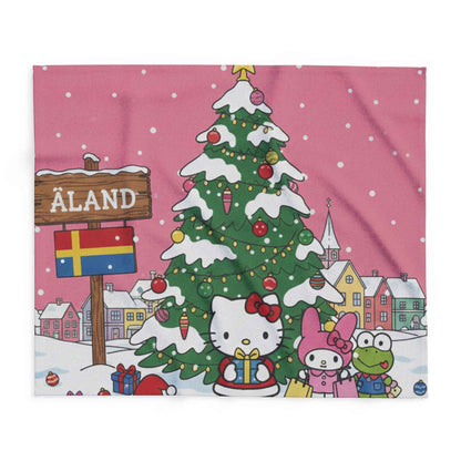 Hello Kitty Åland Christmas Fleece Blanket — Cute Holiday Tree Throw