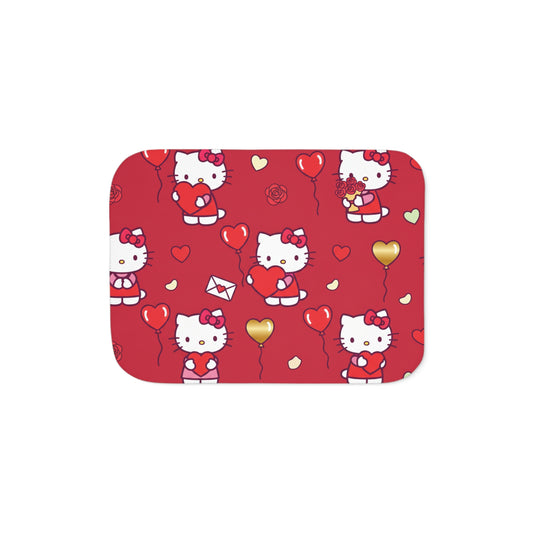 Hello Kitty Valentine Sherpa Blanket — Reversible Red Patterned & Cozy Beige