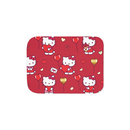 Hello Kitty Valentine Sherpa Blanket — Reversible Red Patterned & Cozy Beige
