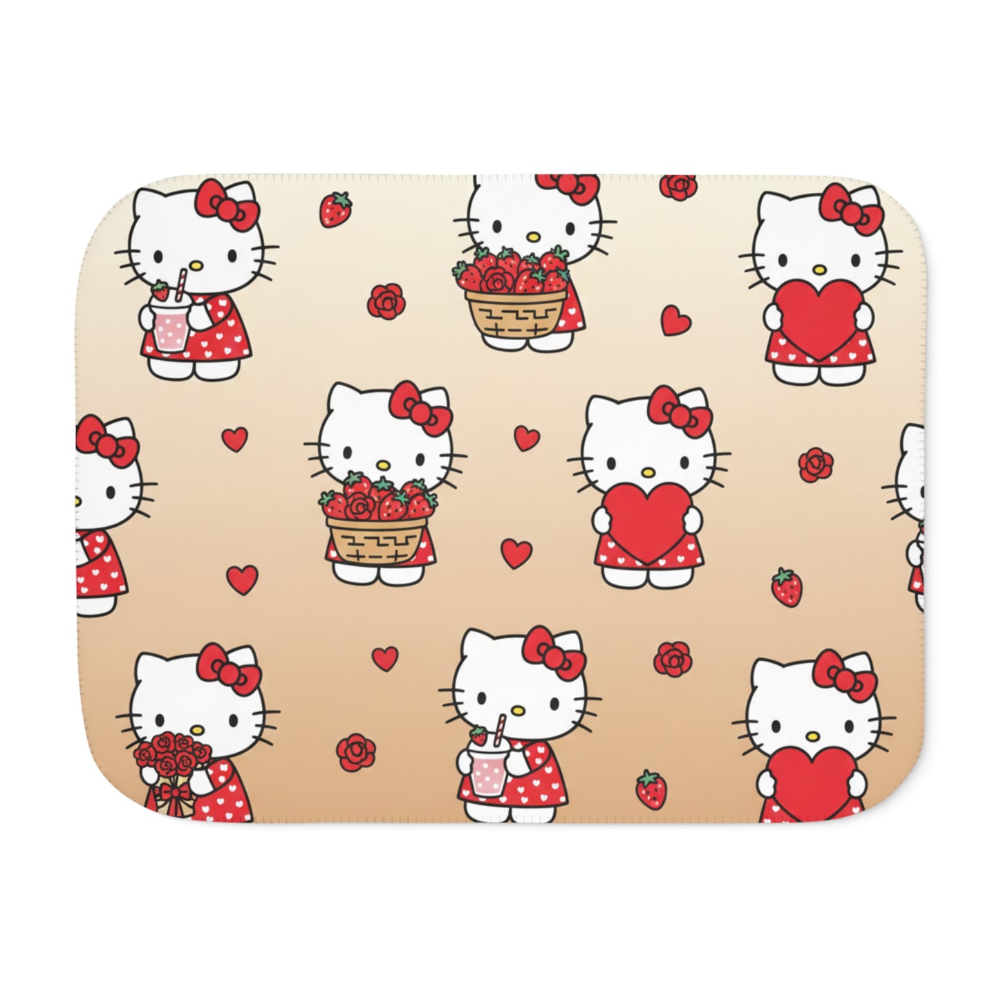 Kawaii Beige Sherpa Blanket — Valentine's Day Gift for Her