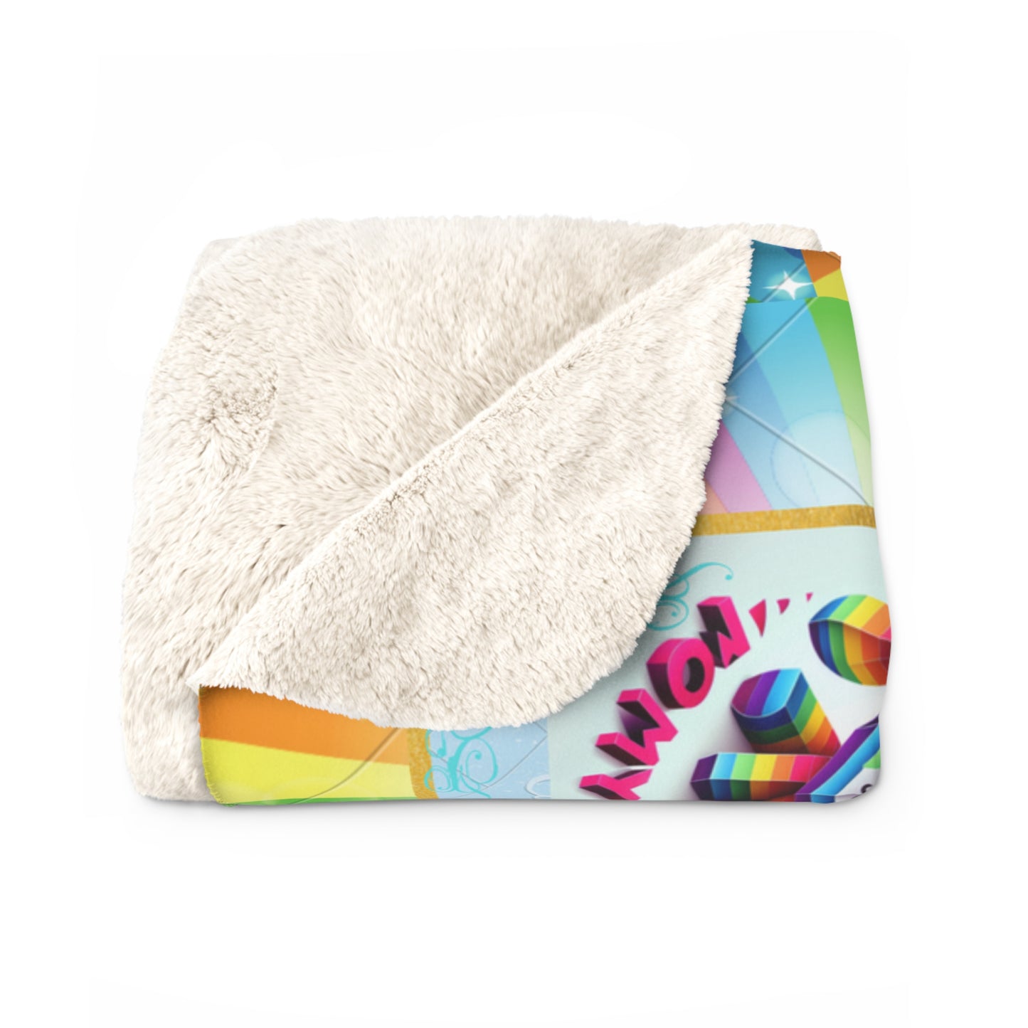 Hello kitty rainbow design Sherpa Fleece Blanket