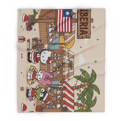 Hello Kitty Tropical Christmas Fleece Blanket — Liberia Beach Holiday Throw