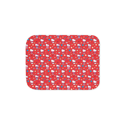 Hello Kitty Red Pattern Sherpa Blanket — Cozy Reversible Throw red blue hearts