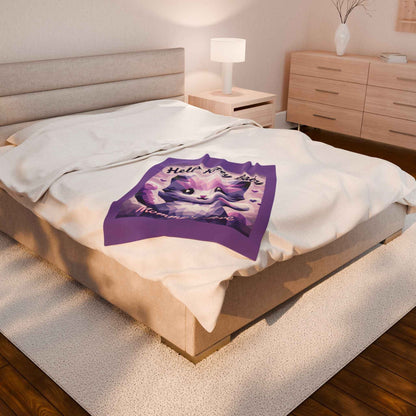 Plush Blanket - Hell9 Kitty Purple Velveteen - Hello Kittyy Blanket Store