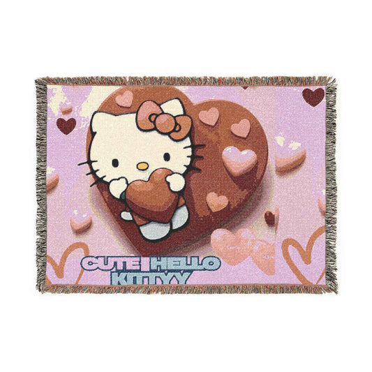 Woven Blanket - Hello Kitty Valentine's Red Hearts - Hello Kittyy Blanket Store