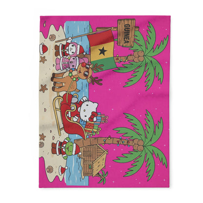 Hello Kitty Pink Christmas Arctic Fleece Blanket — Tropical Guinea Holiday Design