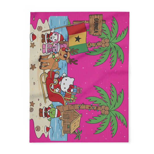 Hello Kitty Pink Christmas Arctic Fleece Blanket — Tropical Guinea Holiday Design