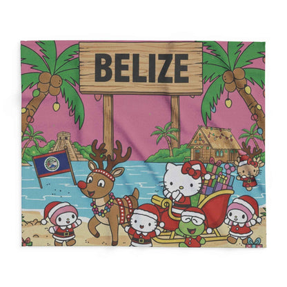 Belize Holiday Arctic Fleece Blanket — "Christmas Hello Kitty Tropical"