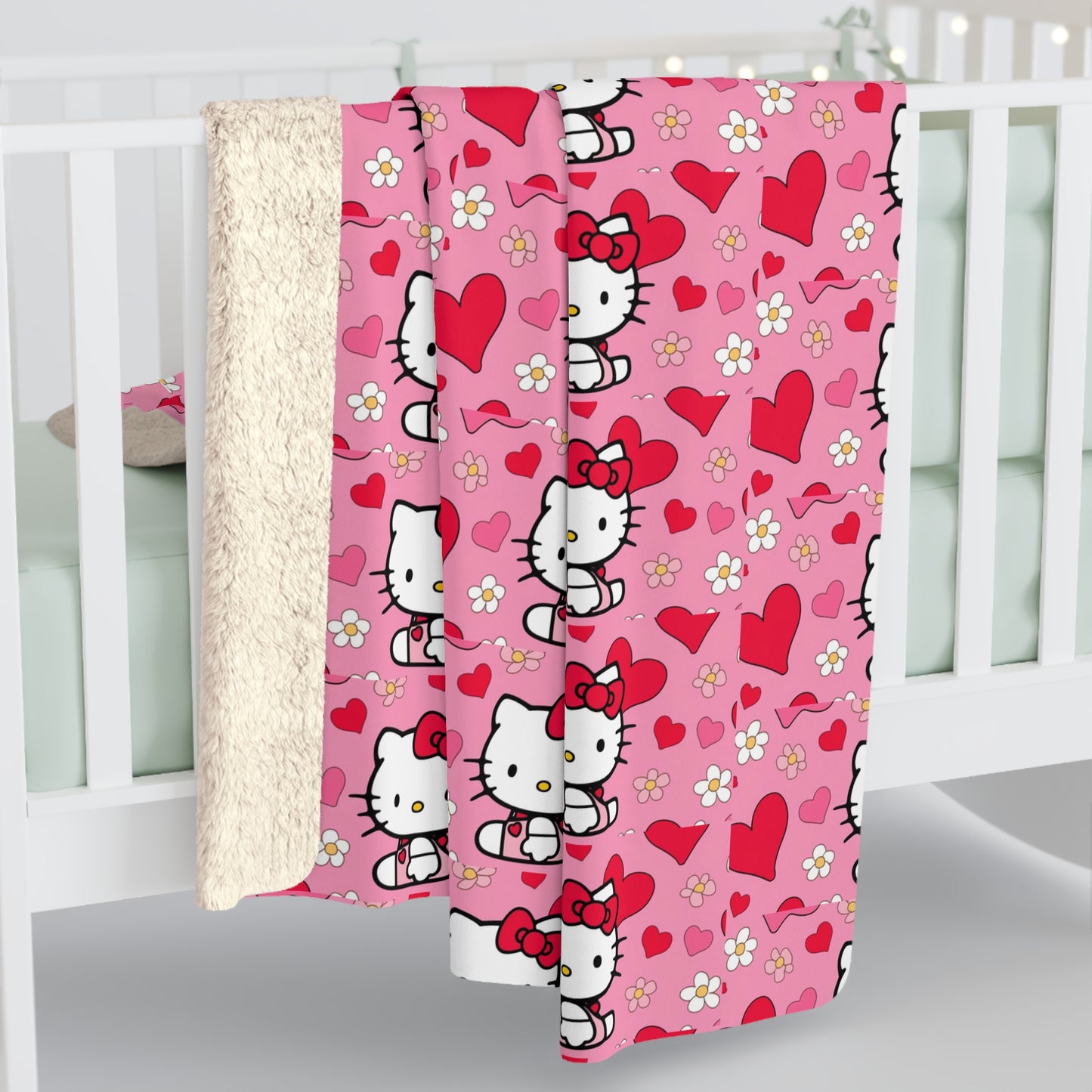 Sherpa Blanket Hello Kitty Pink Valentine's Day Theme