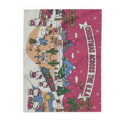 Hello Kitty Pink Christmas Arctic Fleece Blanket — Traveling USA Holiday Throw