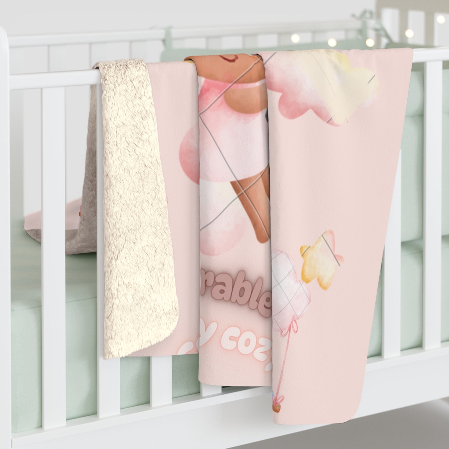 Sherpa Fleece Blanket - Unicorn Baby Girl in the Sky Light Pink