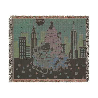 Hello Kitty Christmas Pink Woven Blanket — Festive Fandom Throw