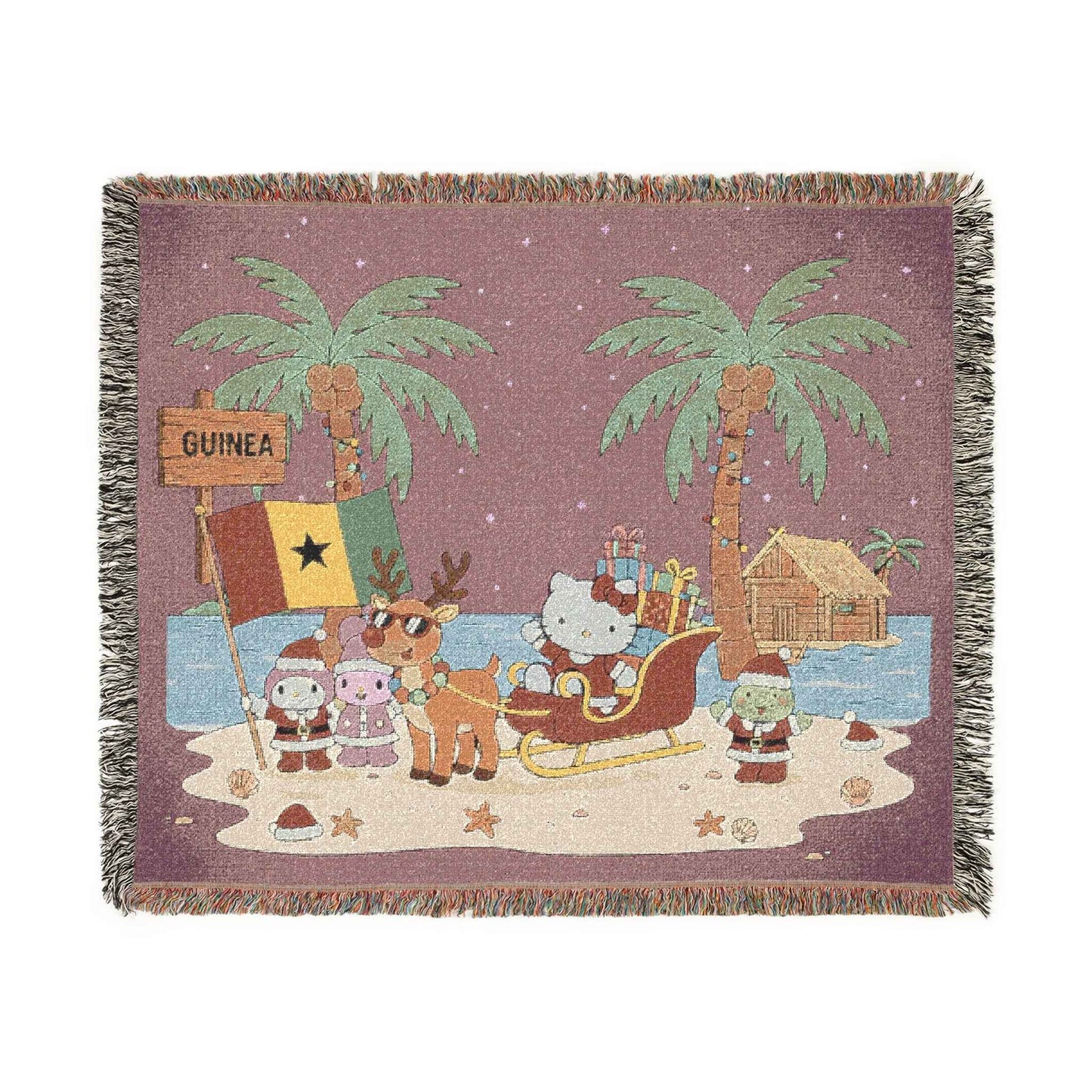 Hello Kitty Christmas Woven Blanket — Holiday Beach & Camping Throw