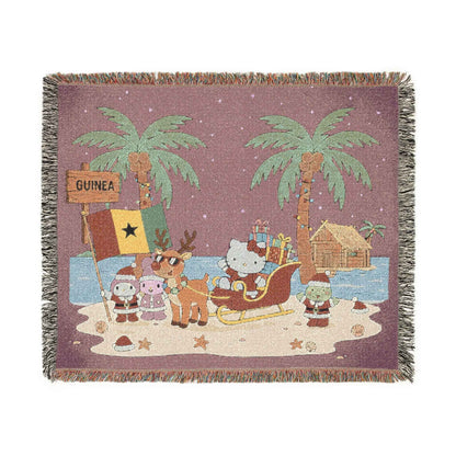 Hello Kitty Christmas Woven Blanket — Holiday Beach & Camping Throw