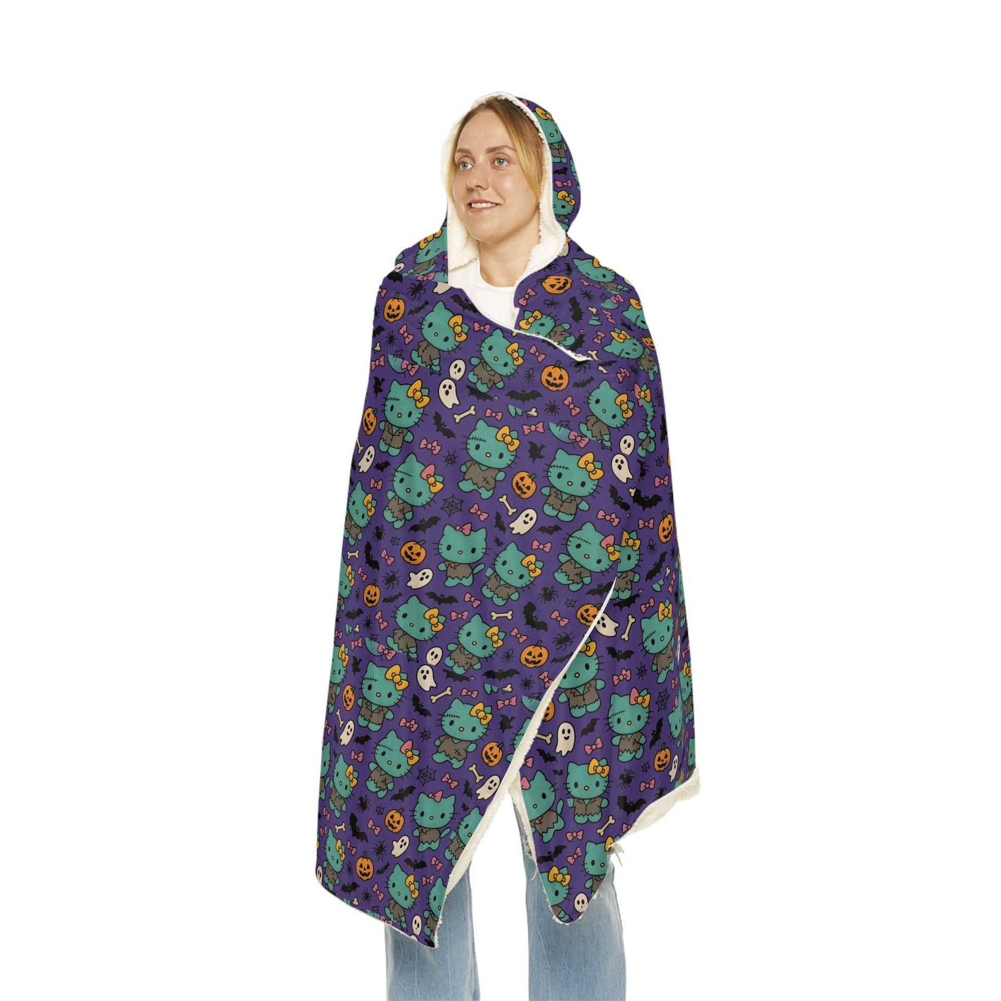 Wearable Snuggle Blanket - Frankenstein Design - Purple with Pink Bows - Halloween