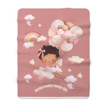 Sherpa Fleece Blanket - Adorable Baby Unicorn Pink Design