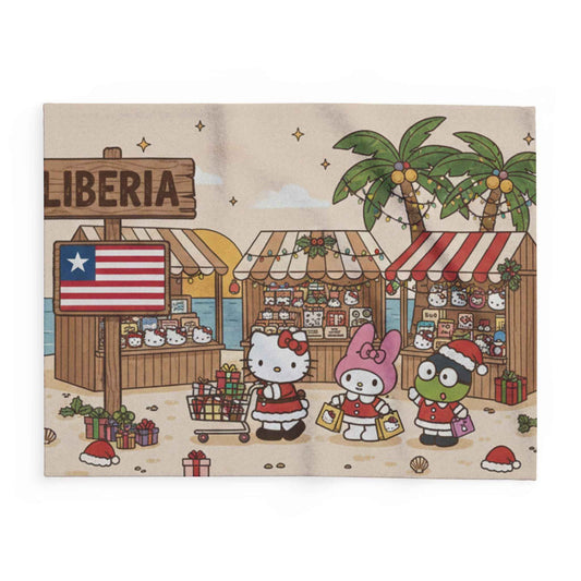 Hello Kitty Tropical Christmas Fleece Blanket — Liberia Beach Holiday Throw