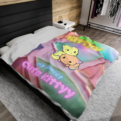 Velveteen Plush Blanket - Hello Kitty Design