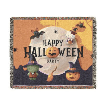 Woven Blanket - Happy Halloween Party Frankenstein Design